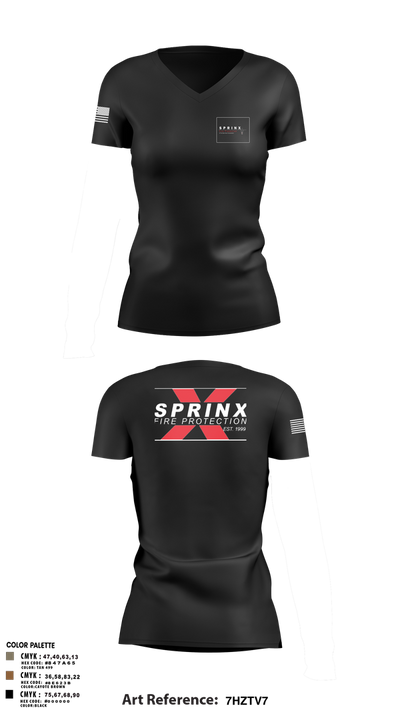 SPRINX FIRE PROTECTION 22334846 Women's Short Sleeve V-neck Shirt - 3