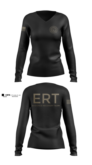 Womens Long Sleeve Vneck Shirt, Evidence Recovery Team, Police, Teamtime, Team time, sublimation, custom sports apparel, team uniforms, spirit wear, spiritwear, sports uniforms, custom shirts, team store, custom team store, fundraiser sports, apparel fundraiser