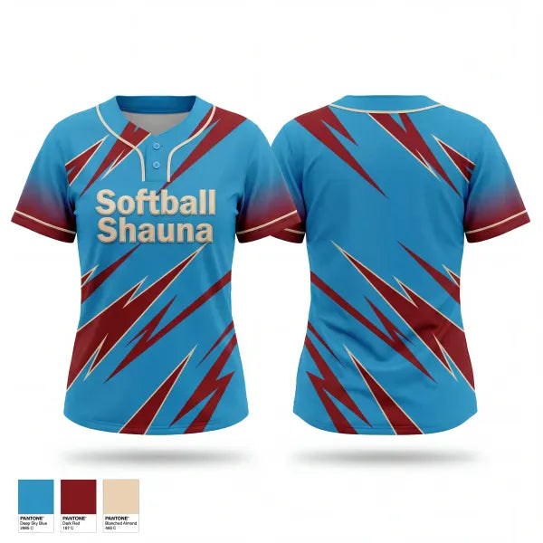 Two Button Softball Jersey, Softball ShaunaS, Softball, Teamtime, Team time, sublimation, custom sports apparel, team uniforms, spirit wear, spiritwear, sports uniforms, custom shirts, team store, custom team store, fundraiser sports, apparel fundraiser