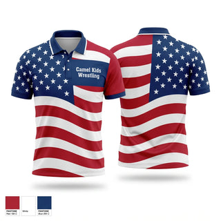 Short Sleeve Performance Polo, Camel Kids Wrestling, Wrestling, Teamtime, Team time, sublimation, custom sports apparel, team uniforms, spirit wear, spiritwear, sports uniforms, custom shirts, team store, custom team store, fundraiser sports, apparel fundraiser