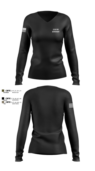 Womens Long Sleeve Vneck Shirt, Elsie Fire Department, Fire Department, Teamtime, Team time, sublimation, custom sports apparel, team uniforms, spirit wear, spiritwear, sports uniforms, custom shirts, team store, custom team store, fundraiser sports, apparel fundraiser