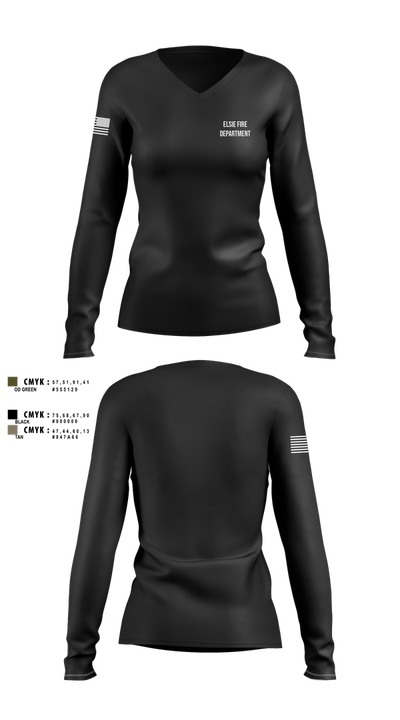 Elsie Fire Department 41046242 Women's Long Sleeve V-neck Shirt - 100