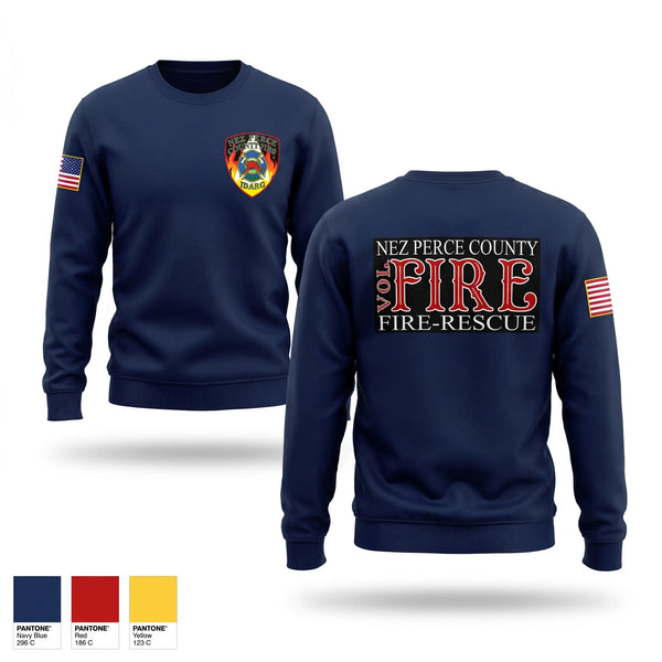 Crew Neck Sweatshirt, Nez Perce County Fire, Fire Department, Teamtime, Team time, sublimation, custom sports apparel, team uniforms, spirit wear, spiritwear, sports uniforms, custom shirts, team store, custom team store, fundraiser sports, apparel fundraiser