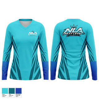 Womens Long Sleeve Vneck Shirt, Next Level Athletics, Track & Field, Teamtime, Team time, sublimation, custom sports apparel, team uniforms, spirit wear, spiritwear, sports uniforms, custom shirts, team store, custom team store, fundraiser sports, apparel fundraiser
