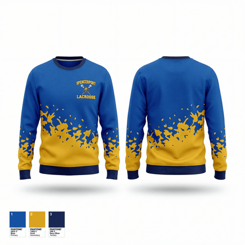 Crew Neck Sweatshirt, Spencerport Lacrosse, Men's Lacrosse, Teamtime, Team time, sublimation, custom sports apparel, team uniforms, spirit wear, spiritwear, sports uniforms, custom shirts, team store, custom team store, fundraiser sports, apparel fundraiser