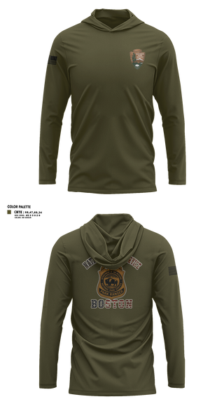 Long Sleeve Hooded Sun Shirt, National Park Rangers, Police, Teamtime, Team time, sublimation, custom sports apparel, team uniforms, spirit wear, spiritwear, sports uniforms, custom shirts, team store, custom team store, fundraiser sports, apparel fundraiser