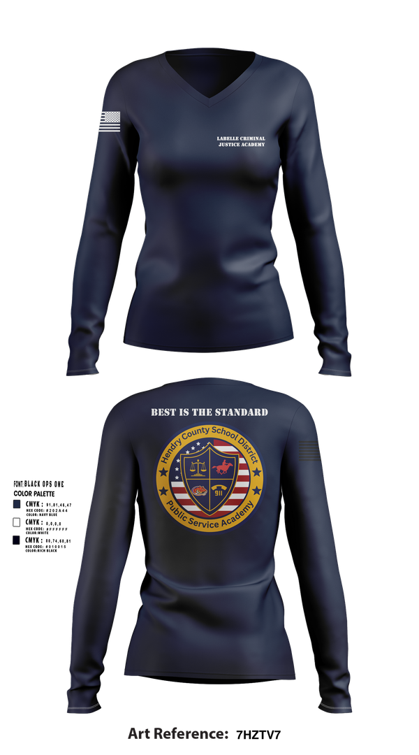 Womens Long Sleeve Vneck Shirt, LaBelle Criminal Justice Academy, Police, Teamtime, Team time, sublimation, custom sports apparel, team uniforms, spirit wear, spiritwear, sports uniforms, custom shirts, team store, custom team store, fundraiser sports, apparel fundraiser