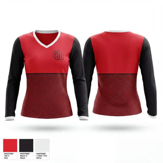 Womens Long Sleeve Vneck Shirt, St. John the Baptist Jaguars, Baseball, Teamtime, Team time, sublimation, custom sports apparel, team uniforms, spirit wear, spiritwear, sports uniforms, custom shirts, team store, custom team store, fundraiser sports, apparel fundraiser