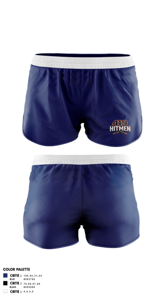 Womens Shorts, 419 hitmen, Softball, Teamtime, Team time, sublimation, custom sports apparel, team uniforms, spirit wear, spiritwear, sports uniforms, custom shirts, team store, custom team store, fundraiser sports, apparel fundraiser