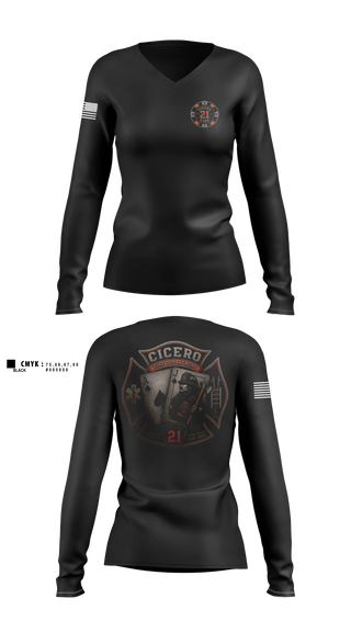 Womens Long Sleeve Vneck Shirt, Cicero Fire Department, Fire Department, Teamtime, Team time, sublimation, custom sports apparel, team uniforms, spirit wear, spiritwear, sports uniforms, custom shirts, team store, custom team store, fundraiser sports, apparel fundraiser