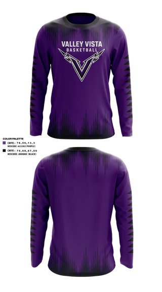 Long Sleeve Performance Shirt, Valley Vista Basketball, Men's Basketball, Teamtime, Team time, sublimation, custom sports apparel, team uniforms, spirit wear, spiritwear, sports uniforms, custom shirts, team store, custom team store, fundraiser sports, apparel fundraiser