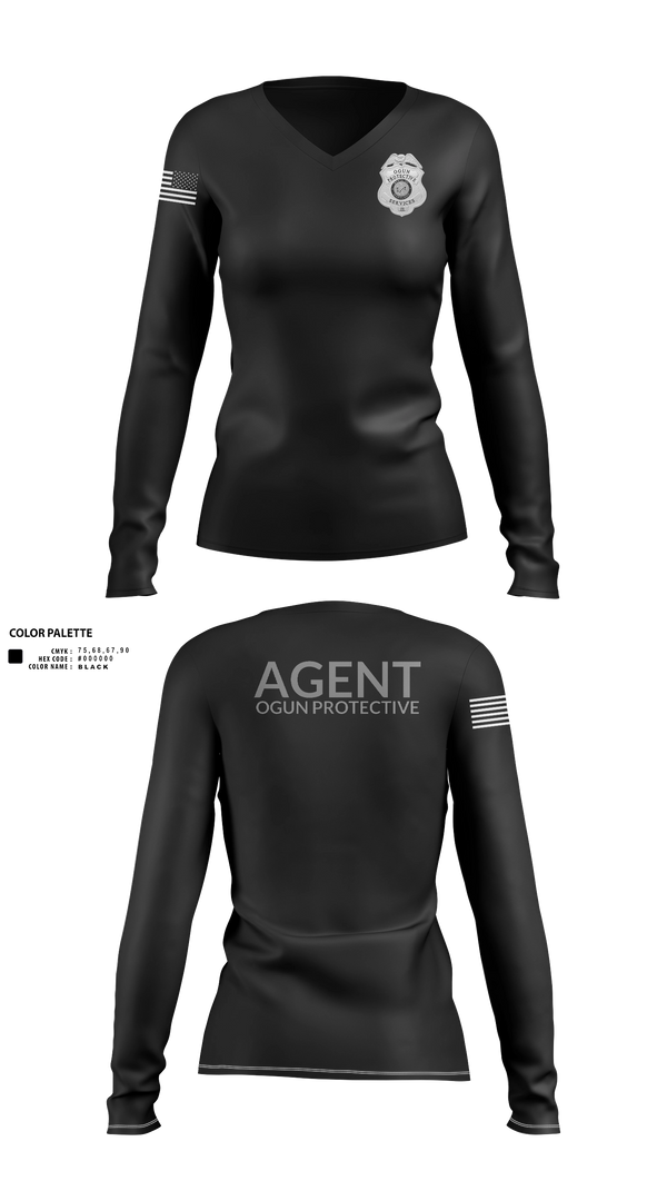 Womens Long Sleeve Vneck Shirt, OGUN, Police, Teamtime, Team time, sublimation, custom sports apparel, team uniforms, spirit wear, spiritwear, sports uniforms, custom shirts, team store, custom team store, fundraiser sports, apparel fundraiser