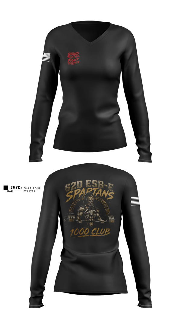 Womens Long Sleeve Vneck Shirt, 62D Bravo, Army, Teamtime, Team time, sublimation, custom sports apparel, team uniforms, spirit wear, spiritwear, sports uniforms, custom shirts, team store, custom team store, fundraiser sports, apparel fundraiser