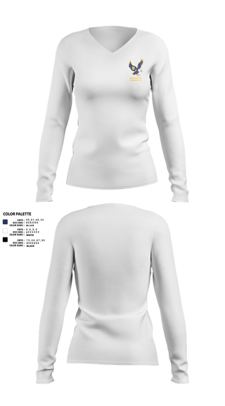 Womens Long Sleeve Vneck Shirt, Barrington High School Gymnastics, Spirit Store, Teamtime, Team time, sublimation, custom sports apparel, team uniforms, spirit wear, spiritwear, sports uniforms, custom shirts, team store, custom team store, fundraiser sports, apparel fundraiser