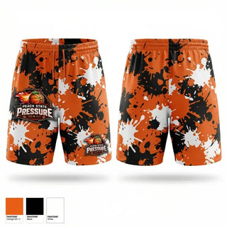 Mens Reversible Basketball Shorts, Peach State Pressure, Women's Basketball, Teamtime, Team time, sublimation, custom sports apparel, team uniforms, spirit wear, spiritwear, sports uniforms, custom shirts, team store, custom team store, fundraiser sports, apparel fundraiser