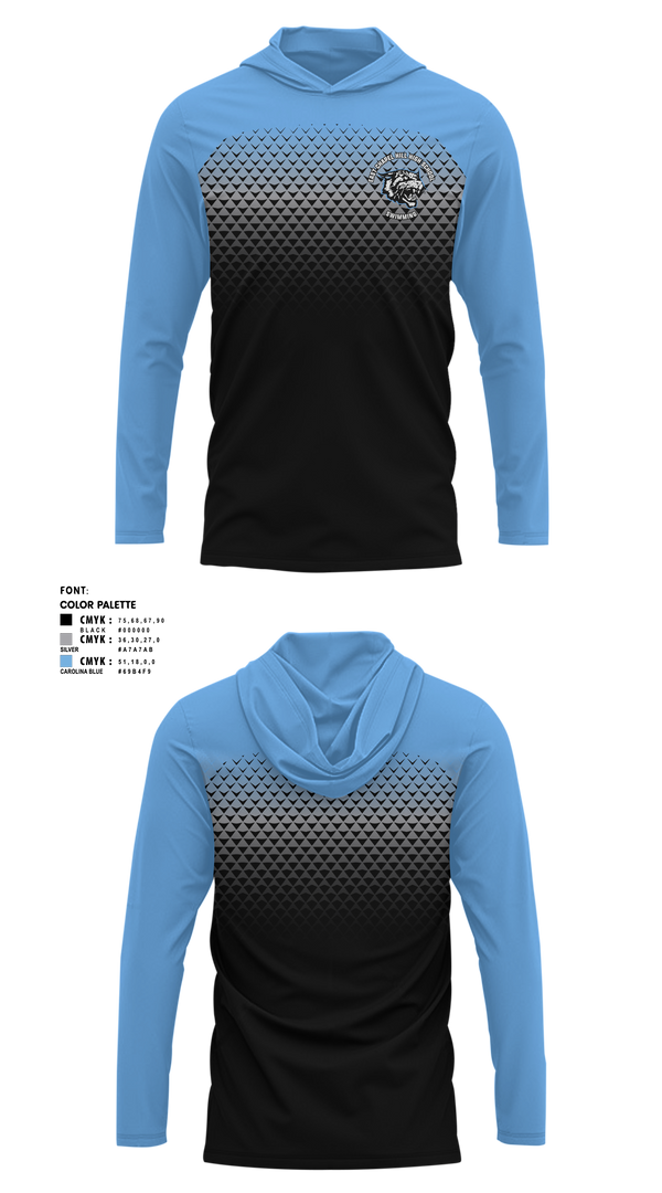 Long Sleeve Performance Shirt with hood, East Chapel Hill High School Swimming, Swimming, Teamtime, Team time, sublimation, custom sports apparel, team uniforms, spirit wear, spiritwear, sports uniforms, custom shirts, team store, custom team store, fundraiser sports, apparel fundraiser