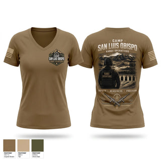Womens Short Sleeve Vneck Shirt, Camp San Luis Obispo Range Operations, Army, Teamtime, Team time, sublimation, custom sports apparel, team uniforms, spirit wear, spiritwear, sports uniforms, custom shirts, team store, custom team store, fundraiser sports, apparel fundraiser