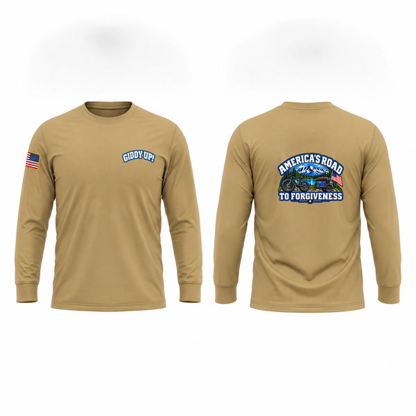 Long Sleeve Performance Shirt, America’s Road to Forgiveness, Army, Teamtime, Team time, sublimation, custom sports apparel, team uniforms, spirit wear, spiritwear, sports uniforms, custom shirts, team store, custom team store, fundraiser sports, apparel fundraiser