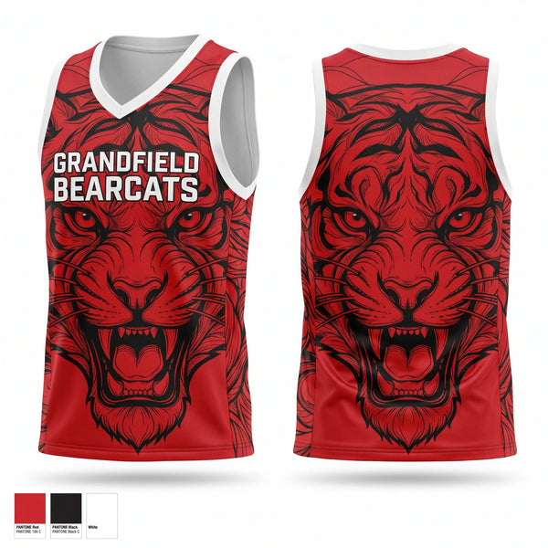 Mens Basketball Jersey, Grandfield Bearcats, Men's Basketball, Teamtime, Team time, sublimation, custom sports apparel, team uniforms, spirit wear, spiritwear, sports uniforms, custom shirts, team store, custom team store, fundraiser sports, apparel fundraiser