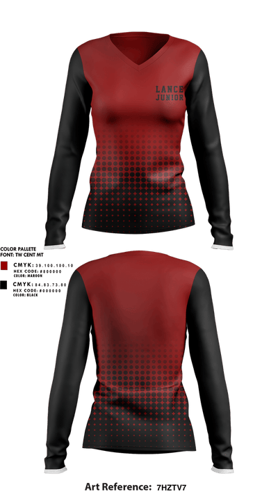 Lancer Junior Cheer 5021410 Women's Long Sleeve V-neck Shirt - 1