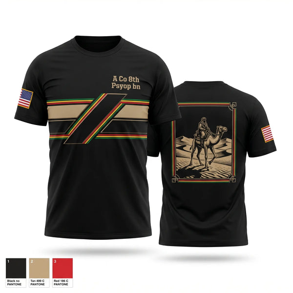 Old School Cotton Feel Shirt, A Co 8th Psyop bn, Army, Teamtime, Team time, sublimation, custom sports apparel, team uniforms, spirit wear, spiritwear, sports uniforms, custom shirts, team store, custom team store, fundraiser sports, apparel fundraiser