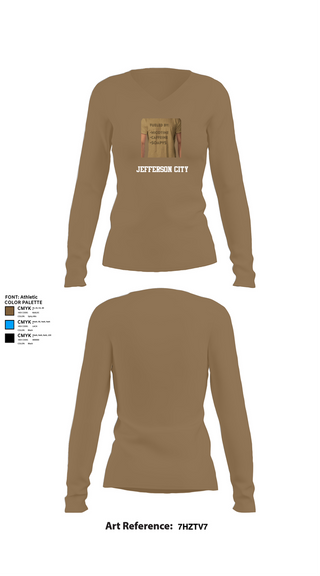 Womens Long Sleeve Vneck Shirt, Jefferson City, , Teamtime, Team time, sublimation, custom sports apparel, team uniforms, spirit wear, spiritwear, sports uniforms, custom shirts, team store, custom team store, fundraiser sports, apparel fundraiser