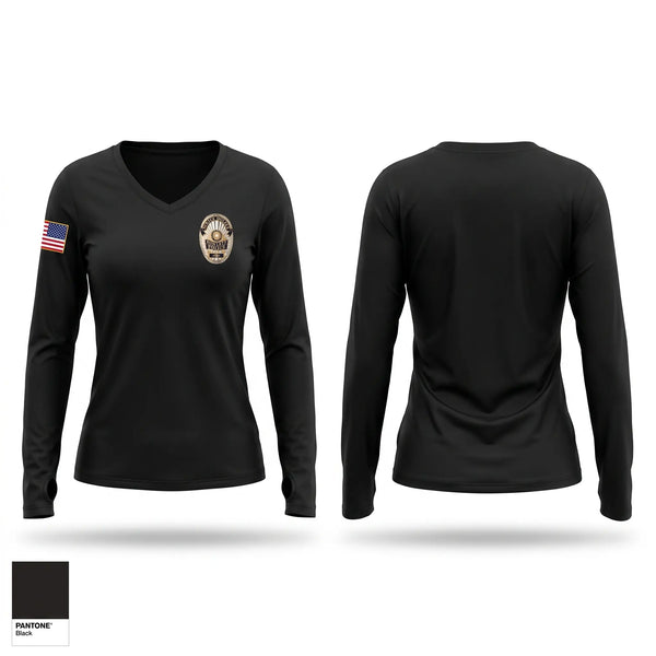 Womens Long Sleeve Vneck Shirt, Rowlett Police Department, Police, Teamtime, Team time, sublimation, custom sports apparel, team uniforms, spirit wear, spiritwear, sports uniforms, custom shirts, team store, custom team store, fundraiser sports, apparel fundraiser