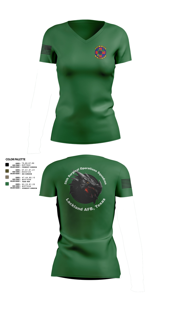 Womens Short Sleeve Vneck Shirt, 59th Surgical Operations Squadron, Air Force, Teamtime, Team time, sublimation, custom sports apparel, team uniforms, spirit wear, spiritwear, sports uniforms, custom shirts, team store, custom team store, fundraiser sports, apparel fundraiser