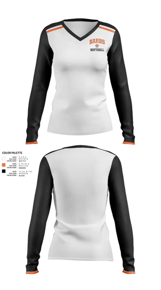 Womens Long Sleeve Vneck Shirt, DeKalb Barbs, Softball, Teamtime, Team time, sublimation, custom sports apparel, team uniforms, spirit wear, spiritwear, sports uniforms, custom shirts, team store, custom team store, fundraiser sports, apparel fundraiser