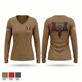 Womens Long Sleeve Vneck Shirt, 252 ENG CO, National Guard, Teamtime, Team time, sublimation, custom sports apparel, team uniforms, spirit wear, spiritwear, sports uniforms, custom shirts, team store, custom team store, fundraiser sports, apparel fundraiser