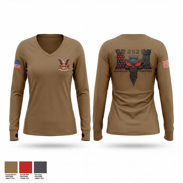 Womens Long Sleeve Vneck Shirt, 252 ENG CO, National Guard, Teamtime, Team time, sublimation, custom sports apparel, team uniforms, spirit wear, spiritwear, sports uniforms, custom shirts, team store, custom team store, fundraiser sports, apparel fundraiser