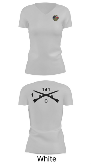 Womens Short Sleeve Vneck Shirt, C Co 1-141 IN, Army, Teamtime, Team time, sublimation, custom sports apparel, team uniforms, spirit wear, spiritwear, sports uniforms, custom shirts, team store, custom team store, fundraiser sports, apparel fundraiser