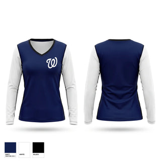 Womens Long Sleeve Vneck Shirt, Hanford West Huskies, Wrestling, Teamtime, Team time, sublimation, custom sports apparel, team uniforms, spirit wear, spiritwear, sports uniforms, custom shirts, team store, custom team store, fundraiser sports, apparel fundraiser