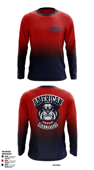Long Sleeve Performance Shirt, American Bulldogs, Softball, Teamtime, Team time, sublimation, custom sports apparel, team uniforms, spirit wear, spiritwear, sports uniforms, custom shirts, team store, custom team store, fundraiser sports, apparel fundraiser