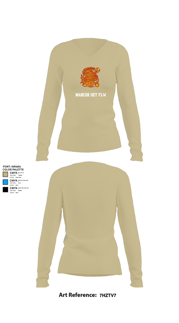 Womens Long Sleeve Vneck Shirt, MARCOR DET FLW, , Teamtime, Team time, sublimation, custom sports apparel, team uniforms, spirit wear, spiritwear, sports uniforms, custom shirts, team store, custom team store, fundraiser sports, apparel fundraiser