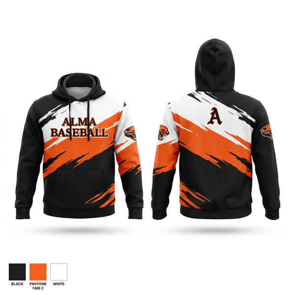 Hoodie, Alma, Baseball, Teamtime, Team time, sublimation, custom sports apparel, team uniforms, spirit wear, spiritwear, sports uniforms, custom shirts, team store, custom team store, fundraiser sports, apparel fundraiser