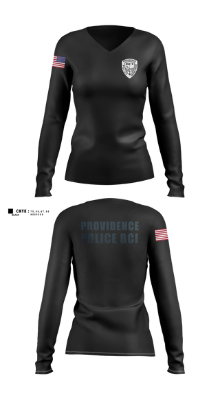 Womens Long Sleeve Vneck Shirt, Providence Police BCI, Police, Teamtime, Team time, sublimation, custom sports apparel, team uniforms, spirit wear, spiritwear, sports uniforms, custom shirts, team store, custom team store, fundraiser sports, apparel fundraiser