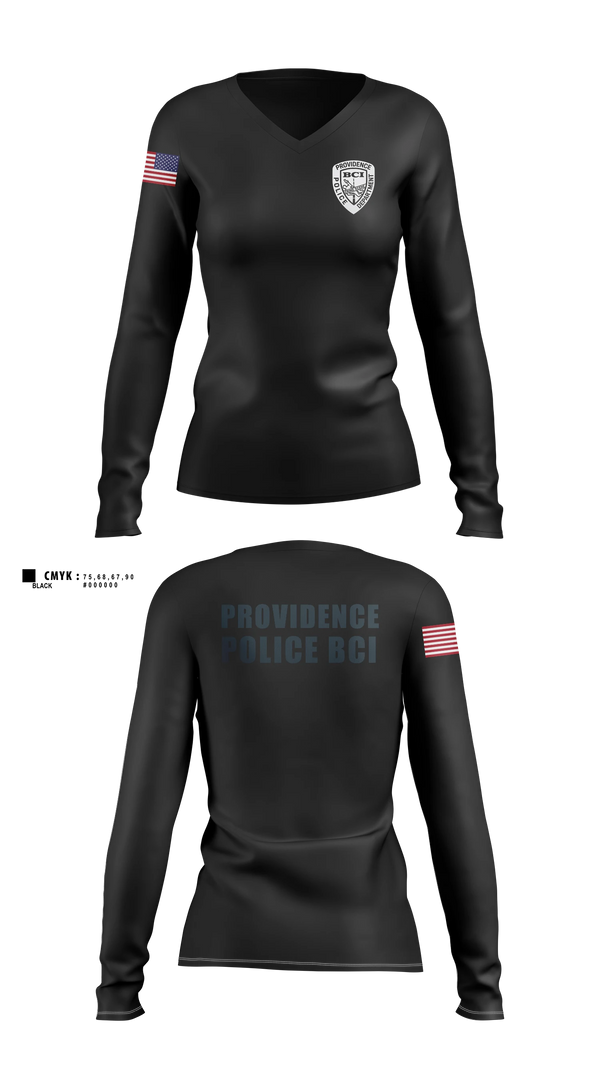 Womens Long Sleeve Vneck Shirt, Providence Police BCI, Police, Teamtime, Team time, sublimation, custom sports apparel, team uniforms, spirit wear, spiritwear, sports uniforms, custom shirts, team store, custom team store, fundraiser sports, apparel fundraiser