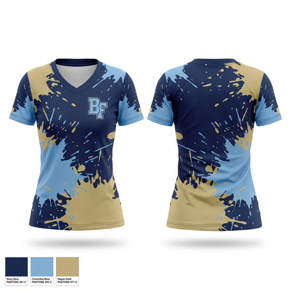 Benjamin Franklin High School- Chargers Women's Short Sleeve V-neck Shirt - 1