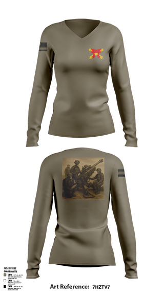 Womens Long Sleeve Vneck Shirt, Crusader Battery, , Teamtime, Team time, sublimation, custom sports apparel, team uniforms, spirit wear, spiritwear, sports uniforms, custom shirts, team store, custom team store, fundraiser sports, apparel fundraiser