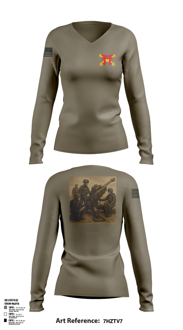 Womens Long Sleeve Vneck Shirt, Crusader Battery, , Teamtime, Team time, sublimation, custom sports apparel, team uniforms, spirit wear, spiritwear, sports uniforms, custom shirts, team store, custom team store, fundraiser sports, apparel fundraiser