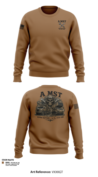 Crew Neck Sweatshirt, A Battery, 1-6 FA, A MST, Army, Teamtime, Team time, sublimation, custom sports apparel, team uniforms, spirit wear, spiritwear, sports uniforms, custom shirts, team store, custom team store, fundraiser sports, apparel fundraiser