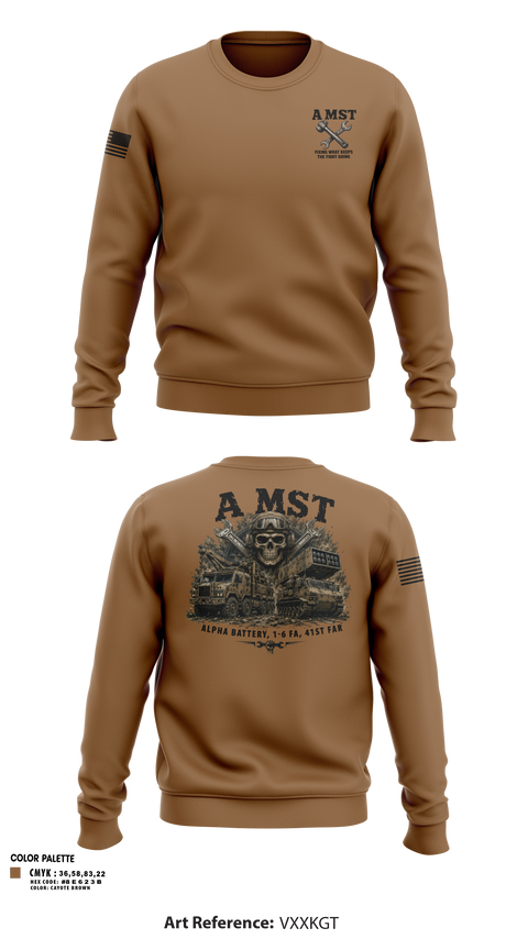 Crew Neck Sweatshirt, A Battery, 1-6 FA, A MST, Army, Teamtime, Team time, sublimation, custom sports apparel, team uniforms, spirit wear, spiritwear, sports uniforms, custom shirts, team store, custom team store, fundraiser sports, apparel fundraiser