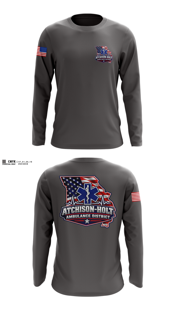 Long Sleeve Performance Shirt, Atchison Holt Ambulance District, EMS/EMT, Teamtime, Team time, sublimation, custom sports apparel, team uniforms, spirit wear, spiritwear, sports uniforms, custom shirts, team store, custom team store, fundraiser sports, apparel fundraiser