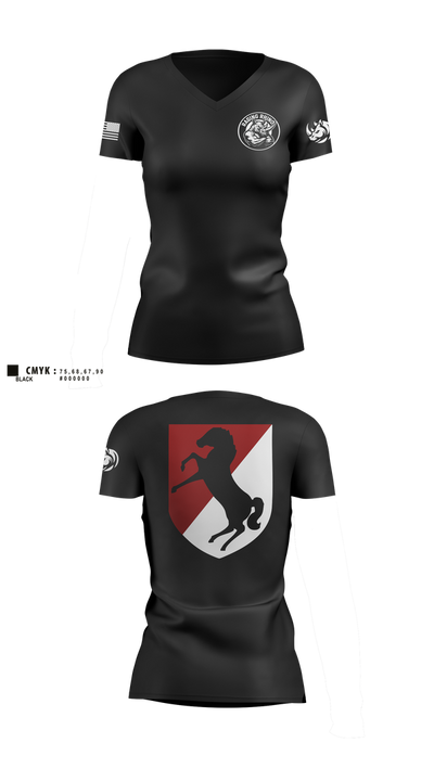 White Platoon Raging RhinosUs Army Women's Short Sleeve V-neck Shirt - 1