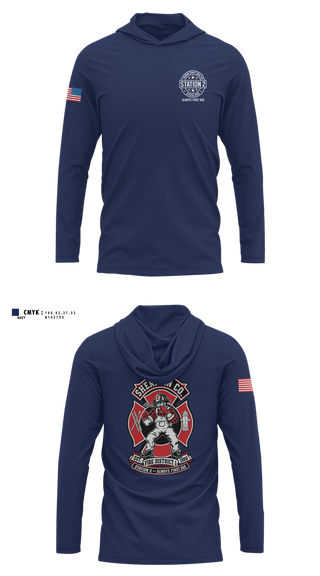 Long Sleeve hooded sunshirt, Sherman County Fire District 1, Fire Department, Teamtime, Team time, sublimation, custom sports apparel, team uniforms, spirit wear, spiritwear, sports uniforms, custom shirts, team store, custom team store, fundraiser sports, apparel fundraiser
