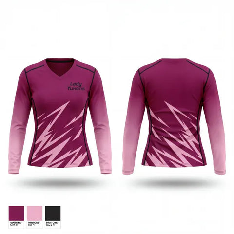 Womens Long Sleeve Vneck Shirt, Lady Yukons, Women's Basketball, Teamtime, Team time, sublimation, custom sports apparel, team uniforms, spirit wear, spiritwear, sports uniforms, custom shirts, team store, custom team store, fundraiser sports, apparel fundraiser