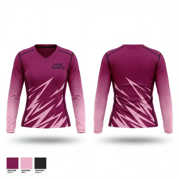 Womens Long Sleeve Vneck Shirt, Lady Yukons, Women's Basketball, Teamtime, Team time, sublimation, custom sports apparel, team uniforms, spirit wear, spiritwear, sports uniforms, custom shirts, team store, custom team store, fundraiser sports, apparel fundraiser