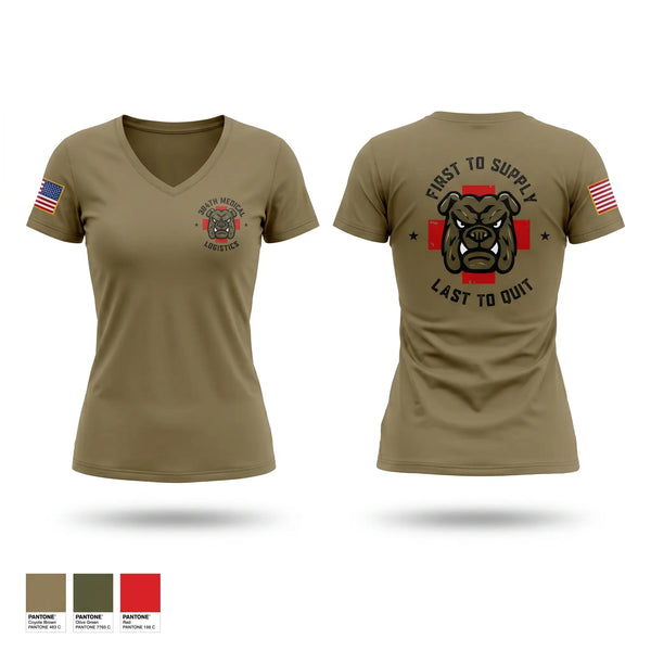 Womens Short Sleeve Vneck Shirt, 384th Medical Logistics Company, Army, Teamtime, Team time, sublimation, custom sports apparel, team uniforms, spirit wear, spiritwear, sports uniforms, custom shirts, team store, custom team store, fundraiser sports, apparel fundraiser