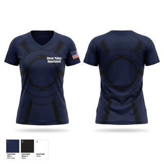 Womens Short Sleeve Vneck Shirt, Clever Police Department, Police, Teamtime, Team time, sublimation, custom sports apparel, team uniforms, spirit wear, spiritwear, sports uniforms, custom shirts, team store, custom team store, fundraiser sports, apparel fundraiser